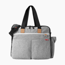 Skip Hop Diaper Bag: Iconic Duo Weekender, Extra Large Capacity with Changing Pad & Stroller Attachment, Grey Melange