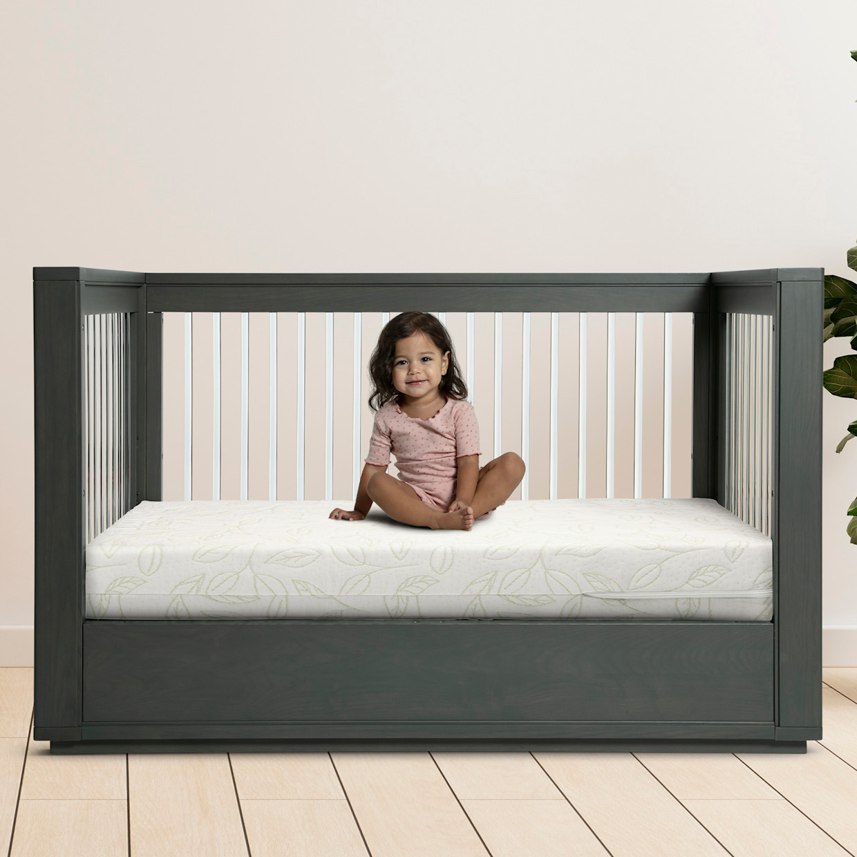 Bellini Breathable Luxury Crib Mattress - White With Green.