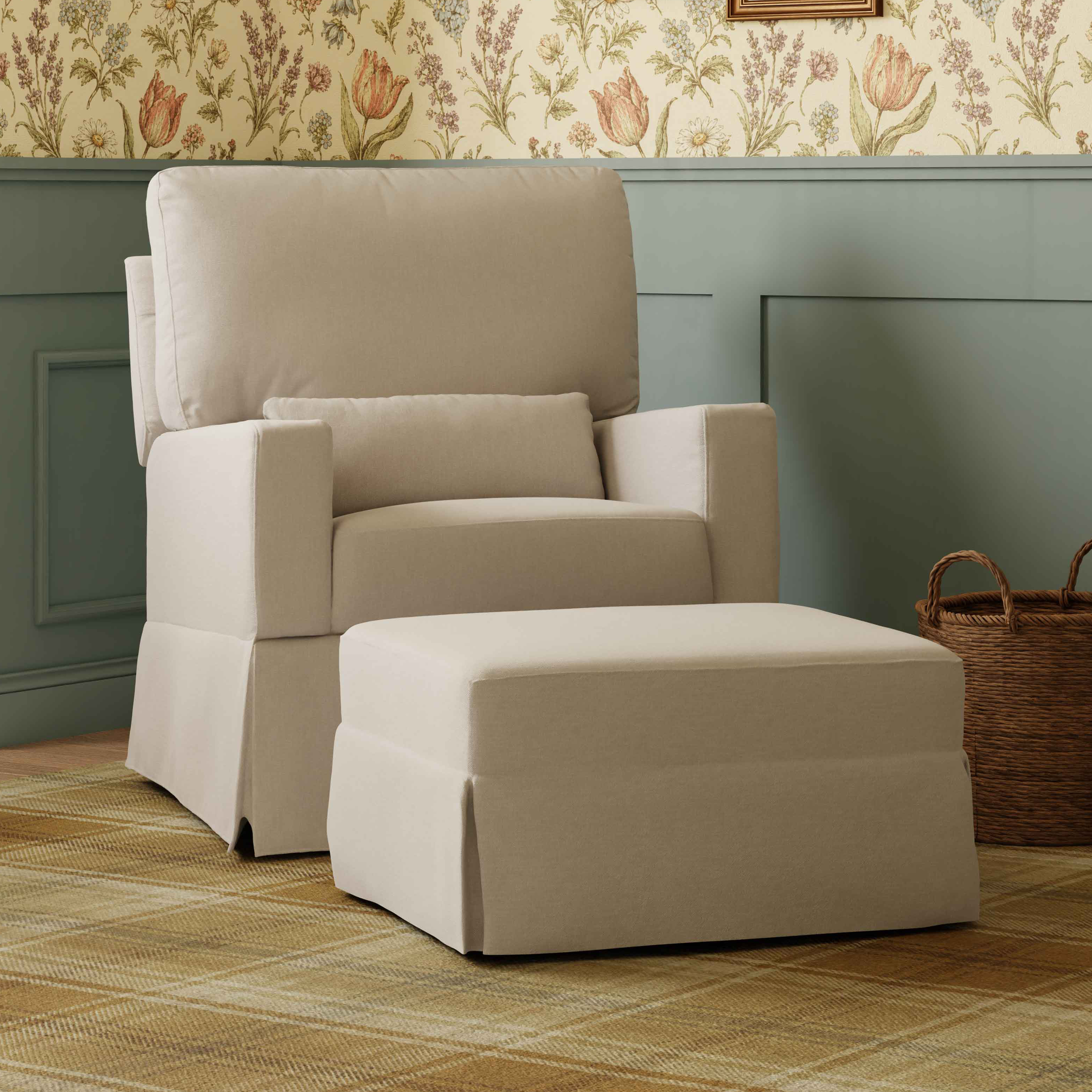 Namesake Crawford Gliding Ottoman - Performance Beach Eco-Weave.