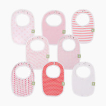 8-Pack Organic Baby Bibs for Boys, Girls - Soft Cotton Drooling and Teething Bibs for Baby Girl & Boy, Extra Absorbent, Easy to Clean & Put On for Toddler, Newborn, Infant 0-24 Months (Blush)