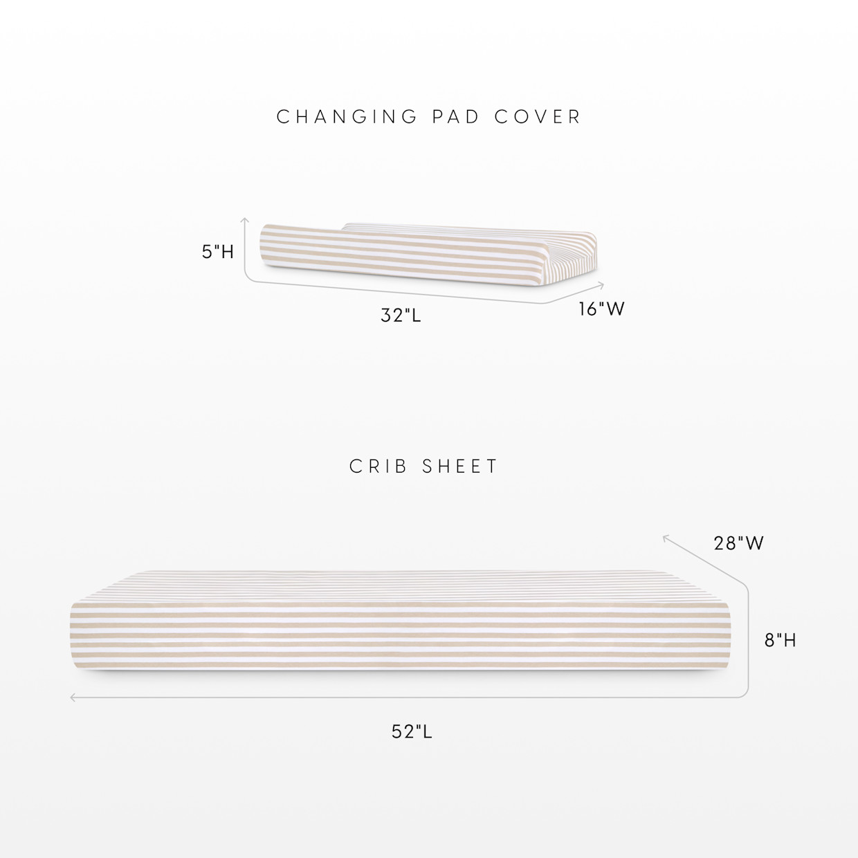 Bellini Organic Jersey Cotton Crib Sheet and Changing Pad Cover Set - Tan Stripe.