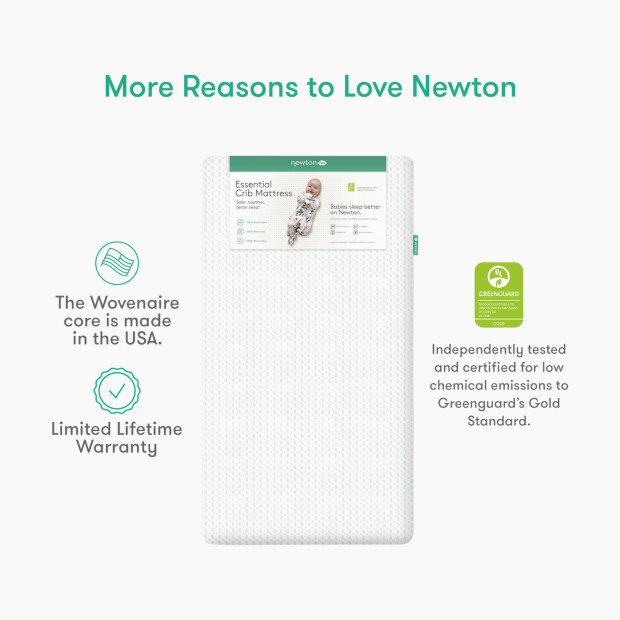 Newton Baby Essential Breathable Standard Size Crib Mattress - White.