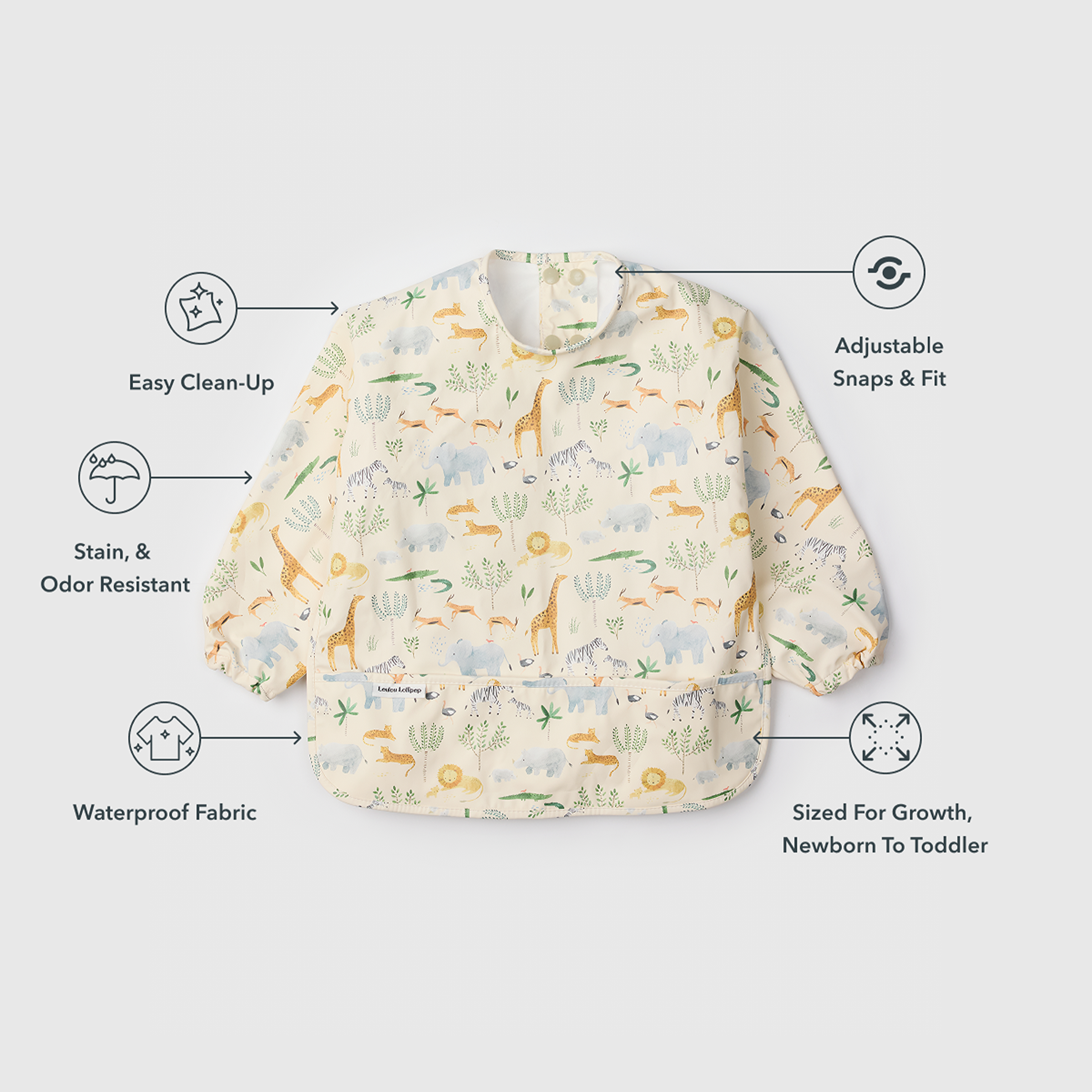 Loulou Lollipop Long Sleeve Waterproof Smock Bib.