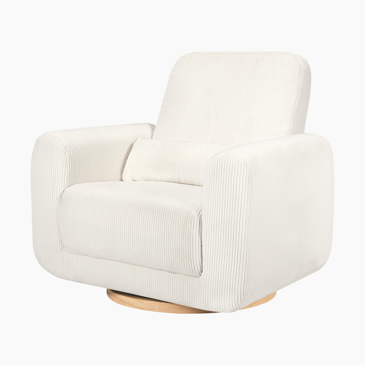 babyletto Tuba Extra Wide Swivel Glider - Ivory Corduroy With Light Wood Base.