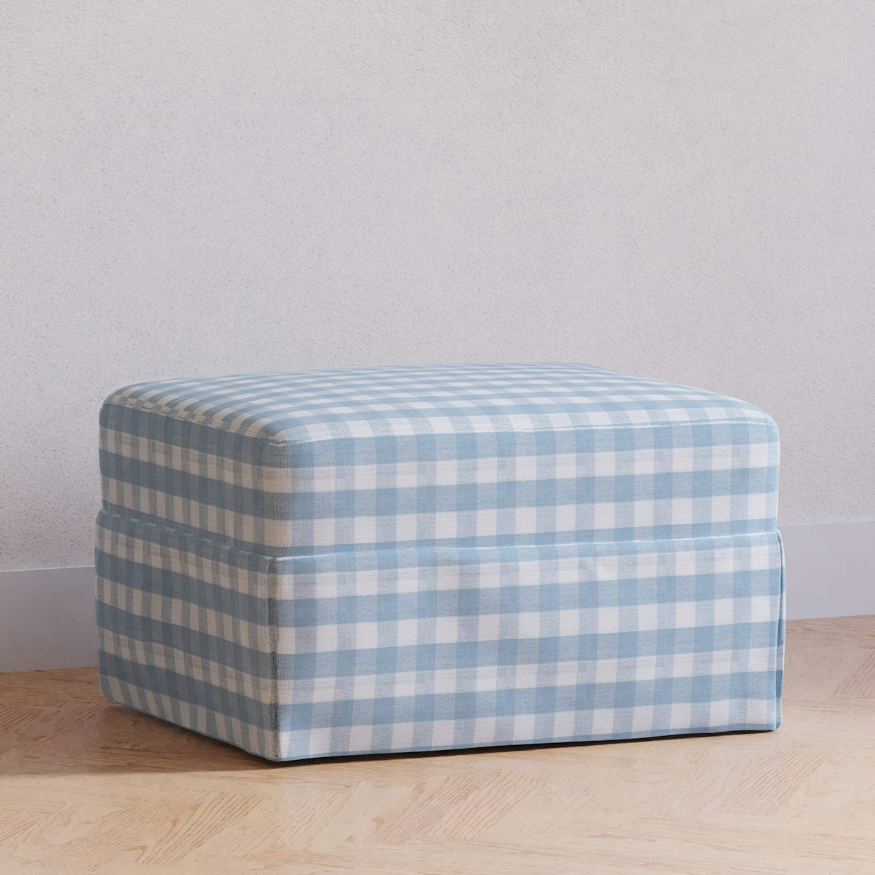 Namesake Crawford Gliding Ottoman - Blue Gingham.