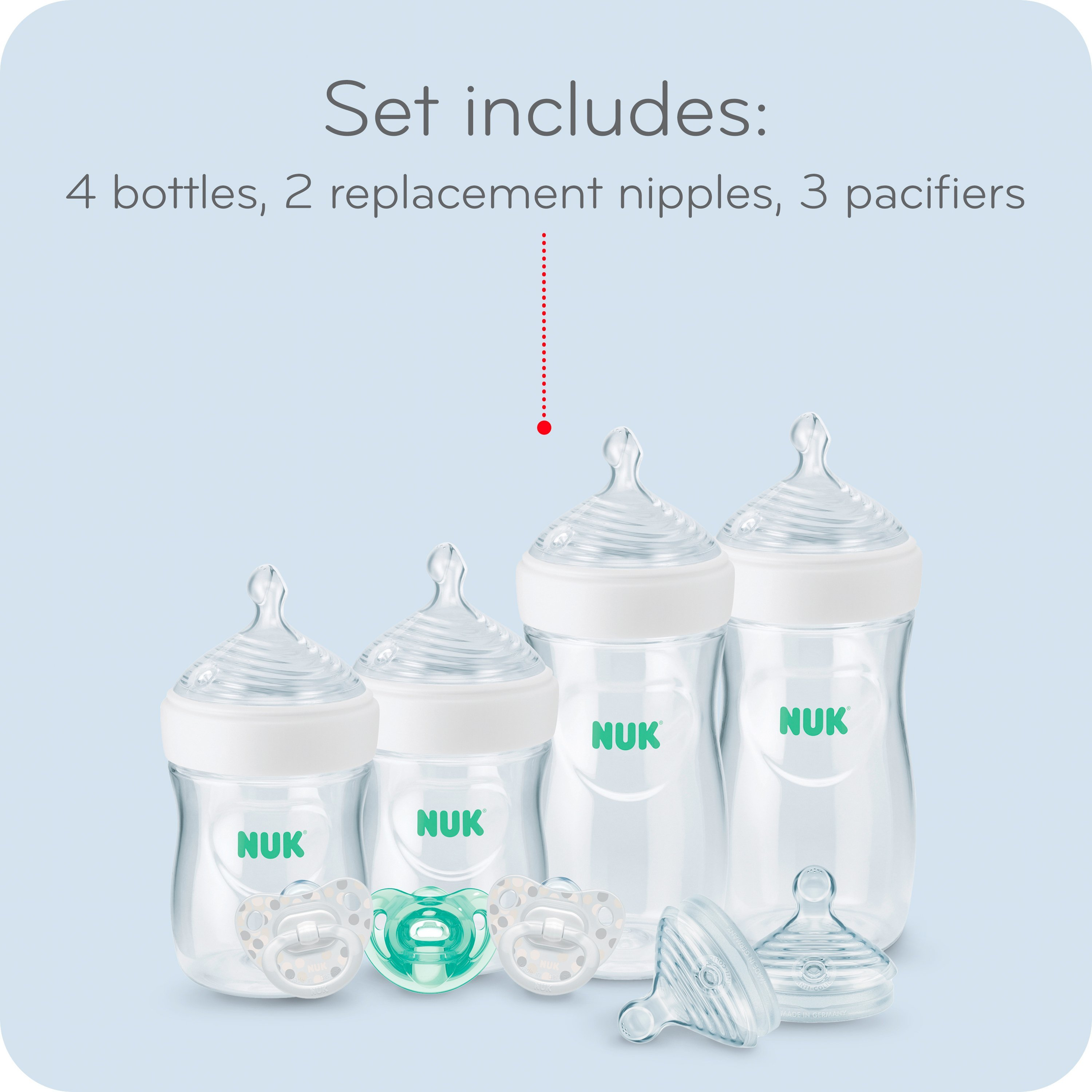 NUK Simply Natural Bottle with SafeTemp 9-Piece Gift Set - Blue Stars.