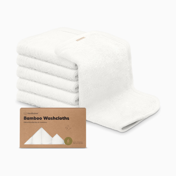 KeaBabies Deluxe Baby Bamboo Viscose Washcloths (6 Pack) - Soft White, 6.