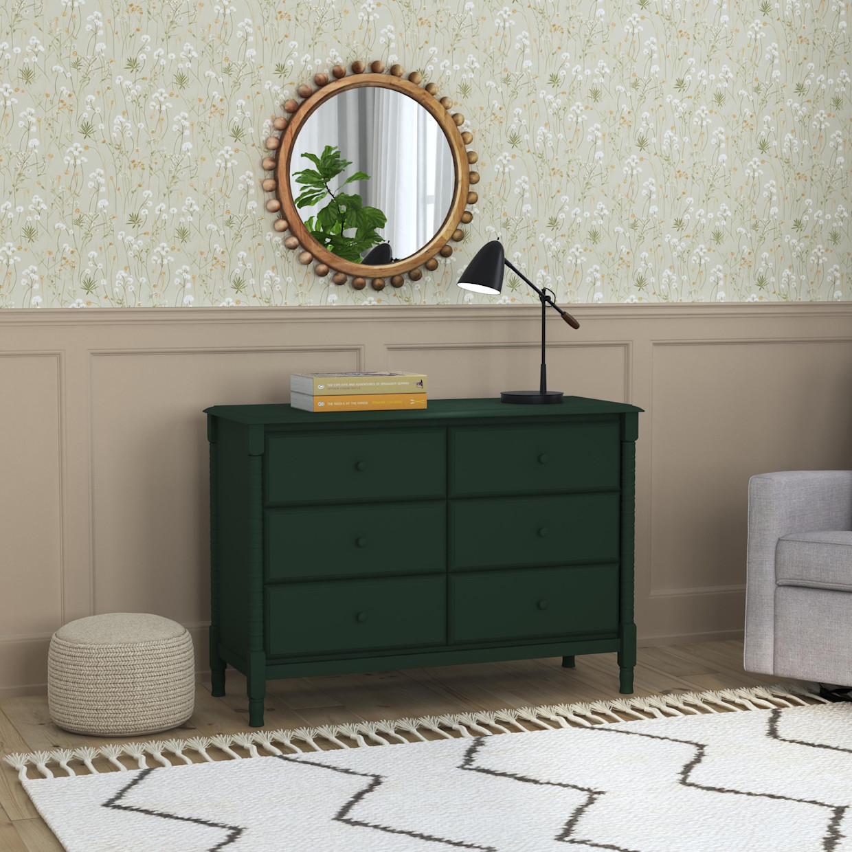 daVinci Jenny Lind Spindle 6-Drawer Dresser - Forest Green.