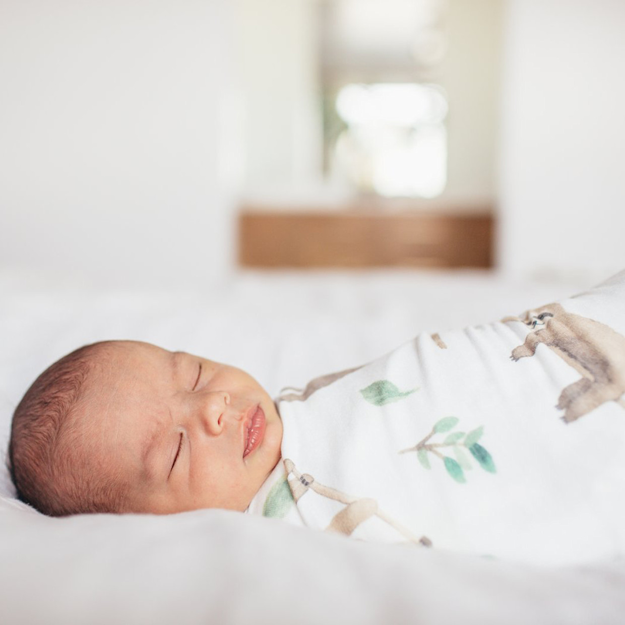 Copper Pearl Printed Swaddle Blanket - Sloths.