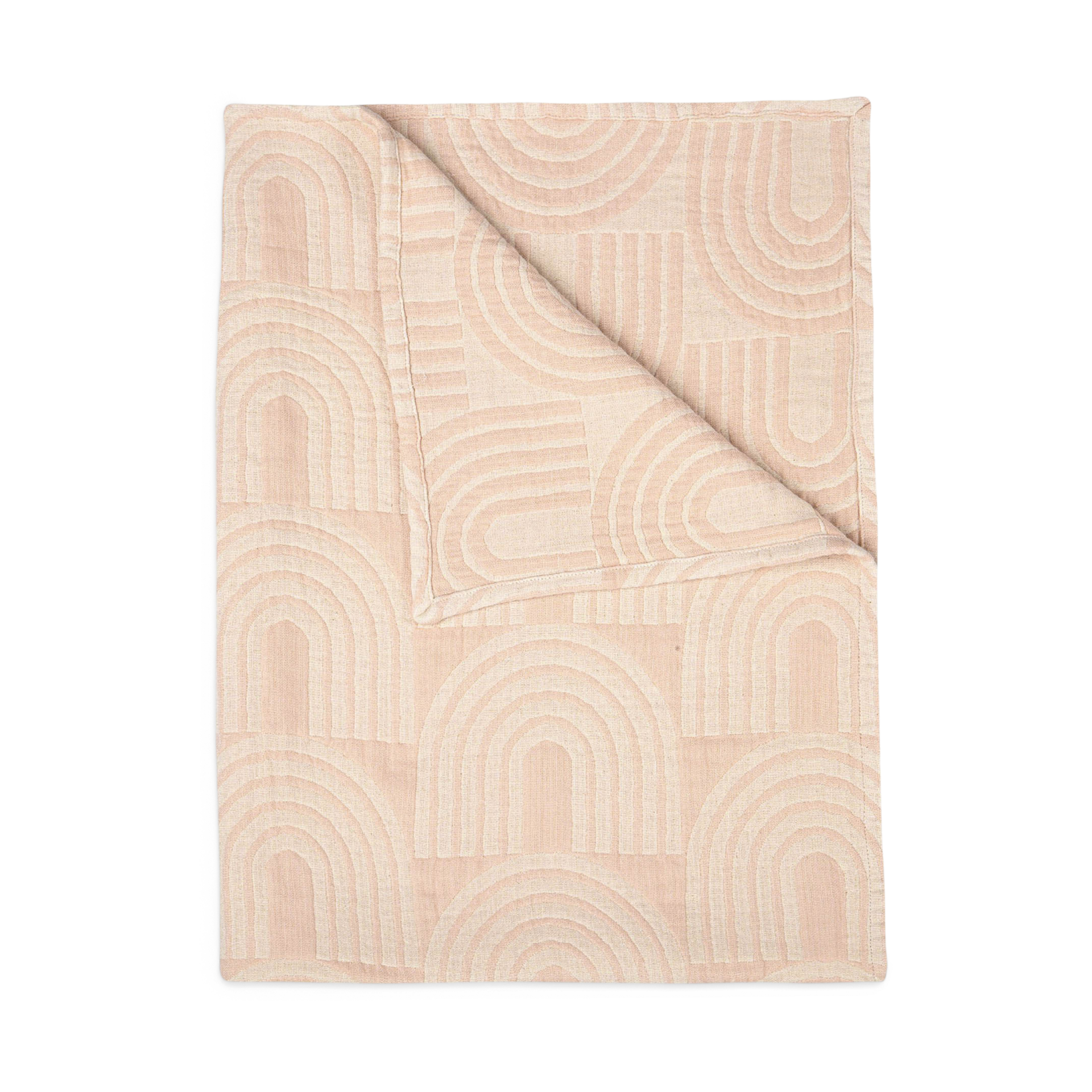 Crane Baby Cotton Muslin Jacquard Blanket - Rose Rainbow.