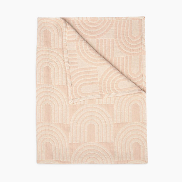 Crane Baby Cotton Muslin Jacquard Blanket - Rose Rainbow.