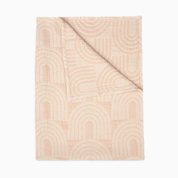 Crane Baby Cotton Muslin Jacquard Blanket - Rose Rainbow.