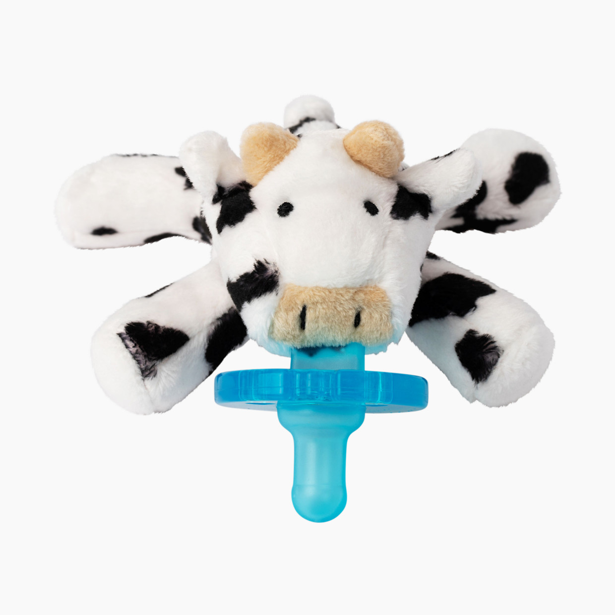 WubbaNub Pacifier - Baby Cow, Attached.