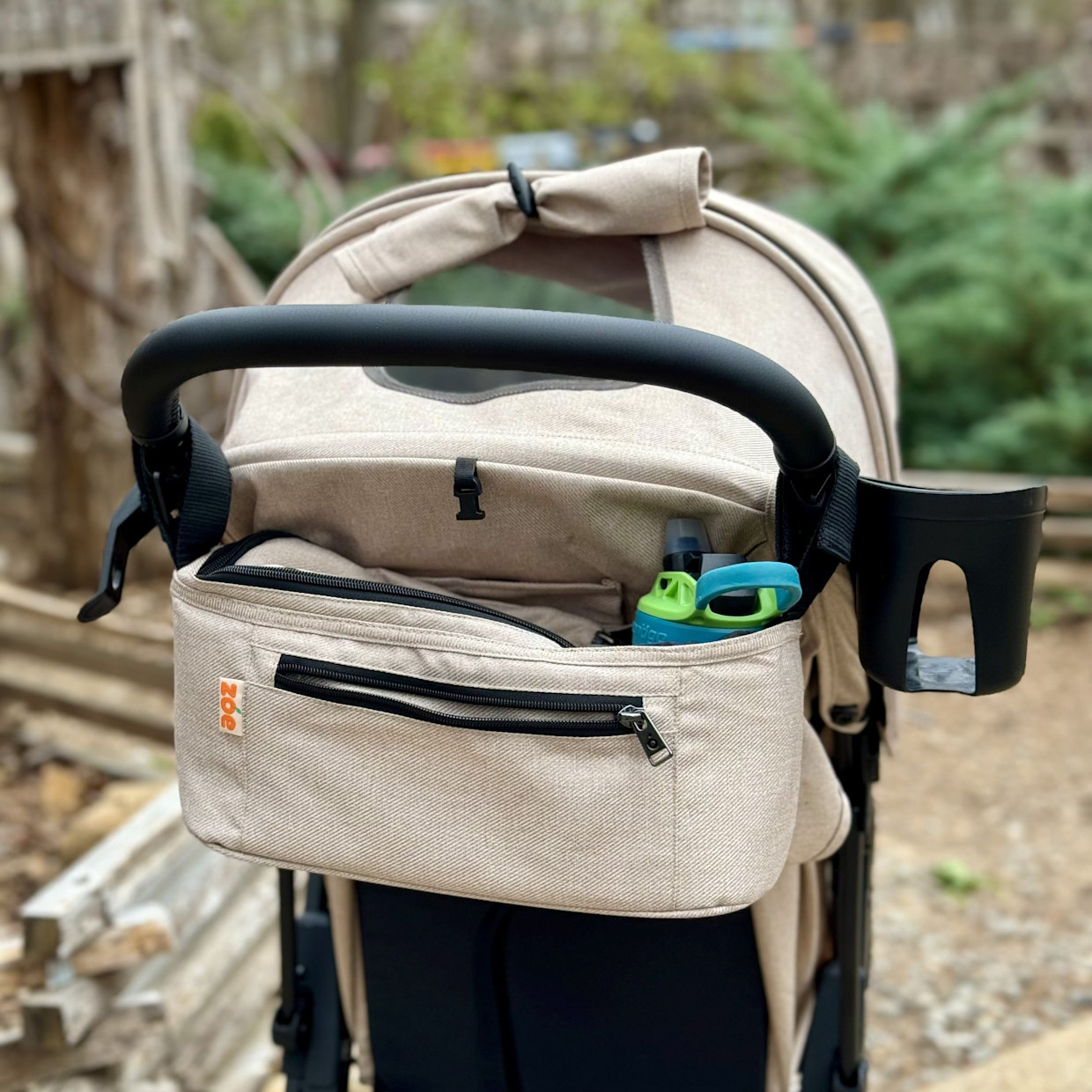 Zoe Single Stroller Organizer - Sand.