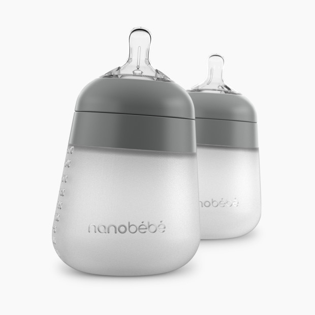 Nanobebe Flexy Silicone Baby Bottle - Gray, 9oz, 2.