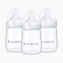 Lansinoh Anti-Colic Baby Bottles for Breastfeeding Babies, 5 Ounces, 3 Count, Includes 3 Slow Flow Nipples, Size S