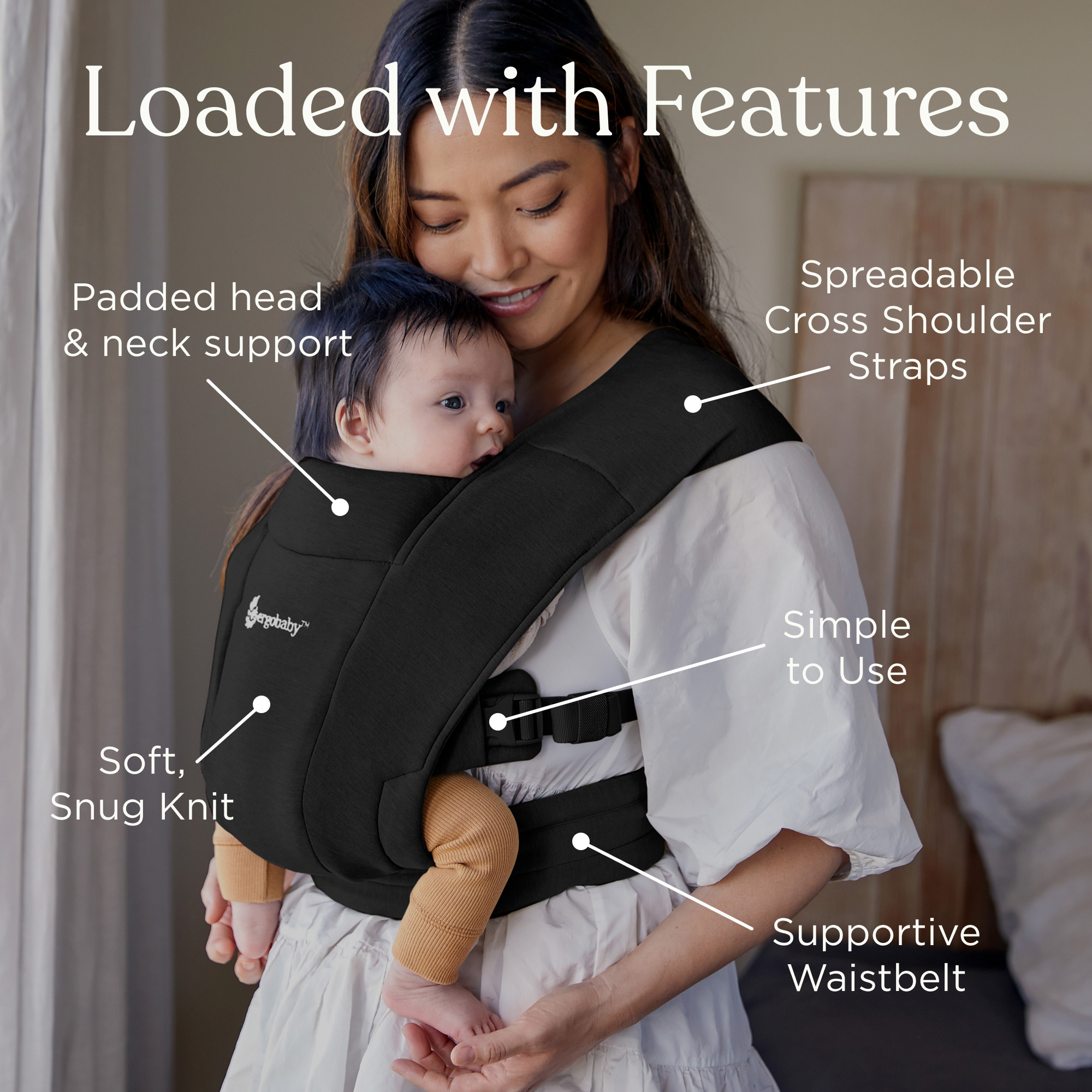 Ergobaby Embrace Baby Carrier - Pure Black.