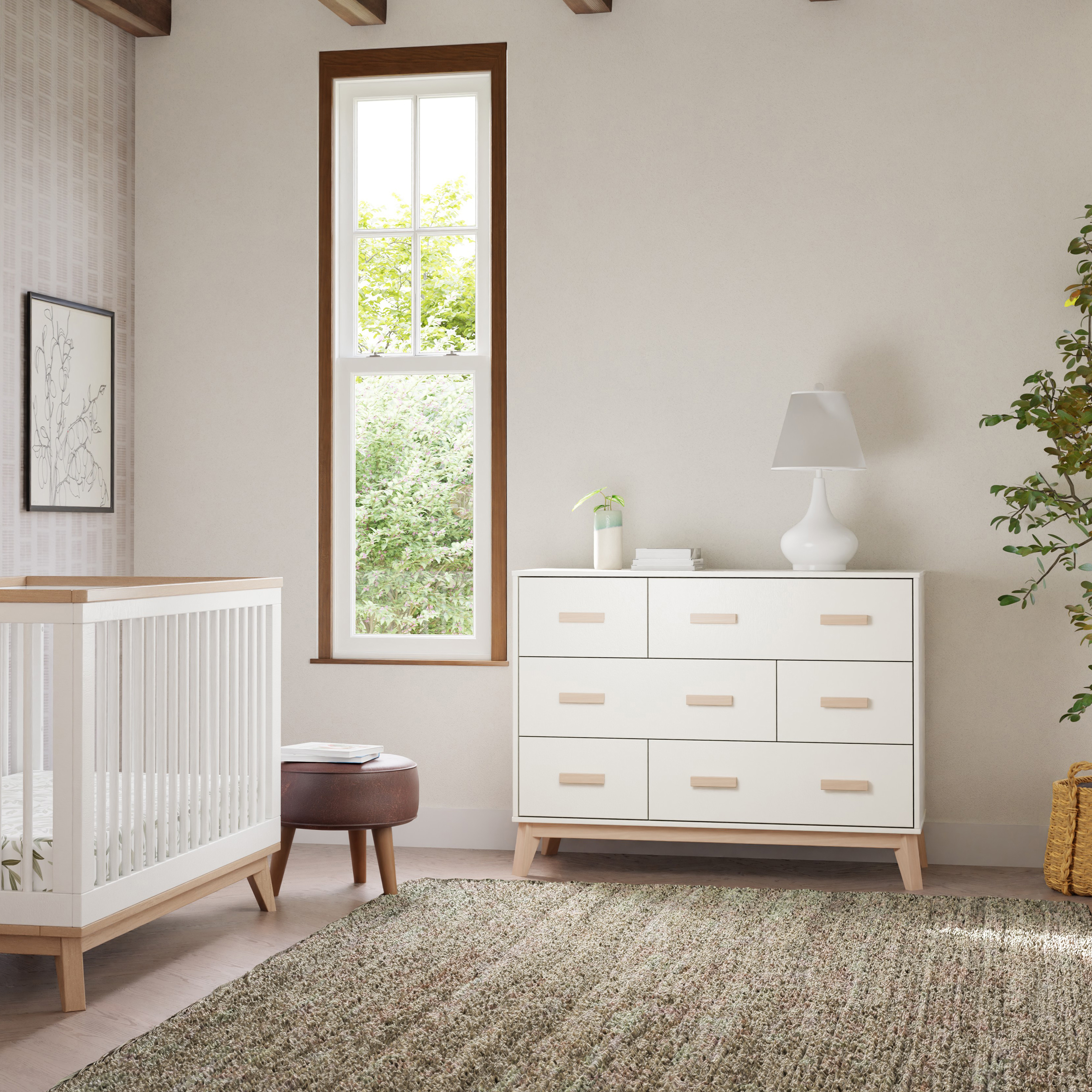 babyletto Scoot 6-Drawer Dresser - White / Washed Natural.