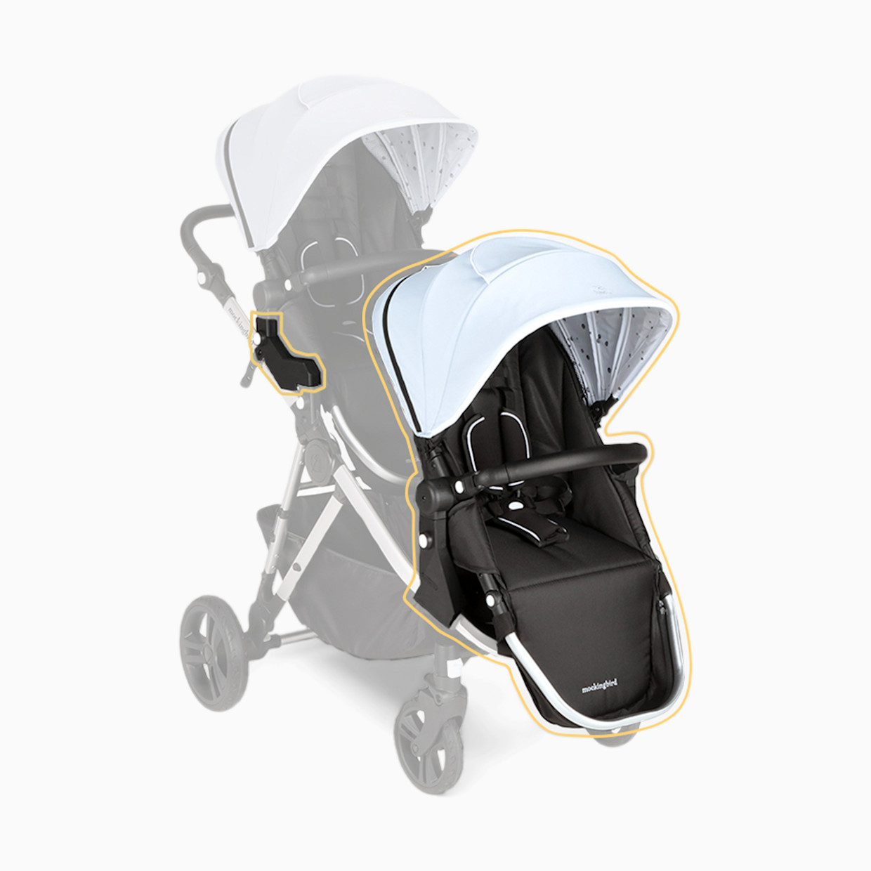 Mockingbird 2nd Seat Kit 2.0 - Sky/Watercolor Canopy With Black Leather (2020).