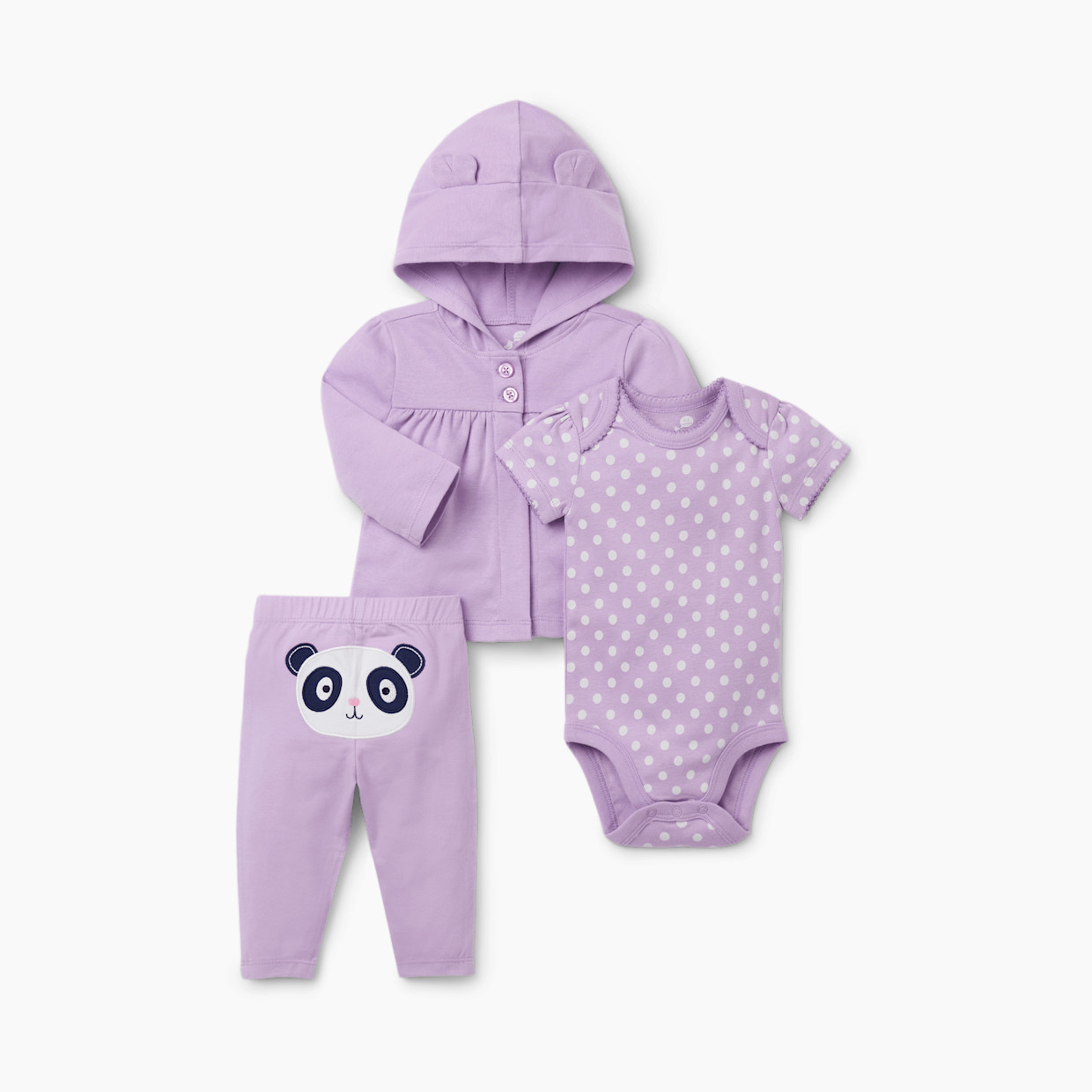 Small Story 3 Piece Hoodie Set - Dottie Panda, 0-3 M.