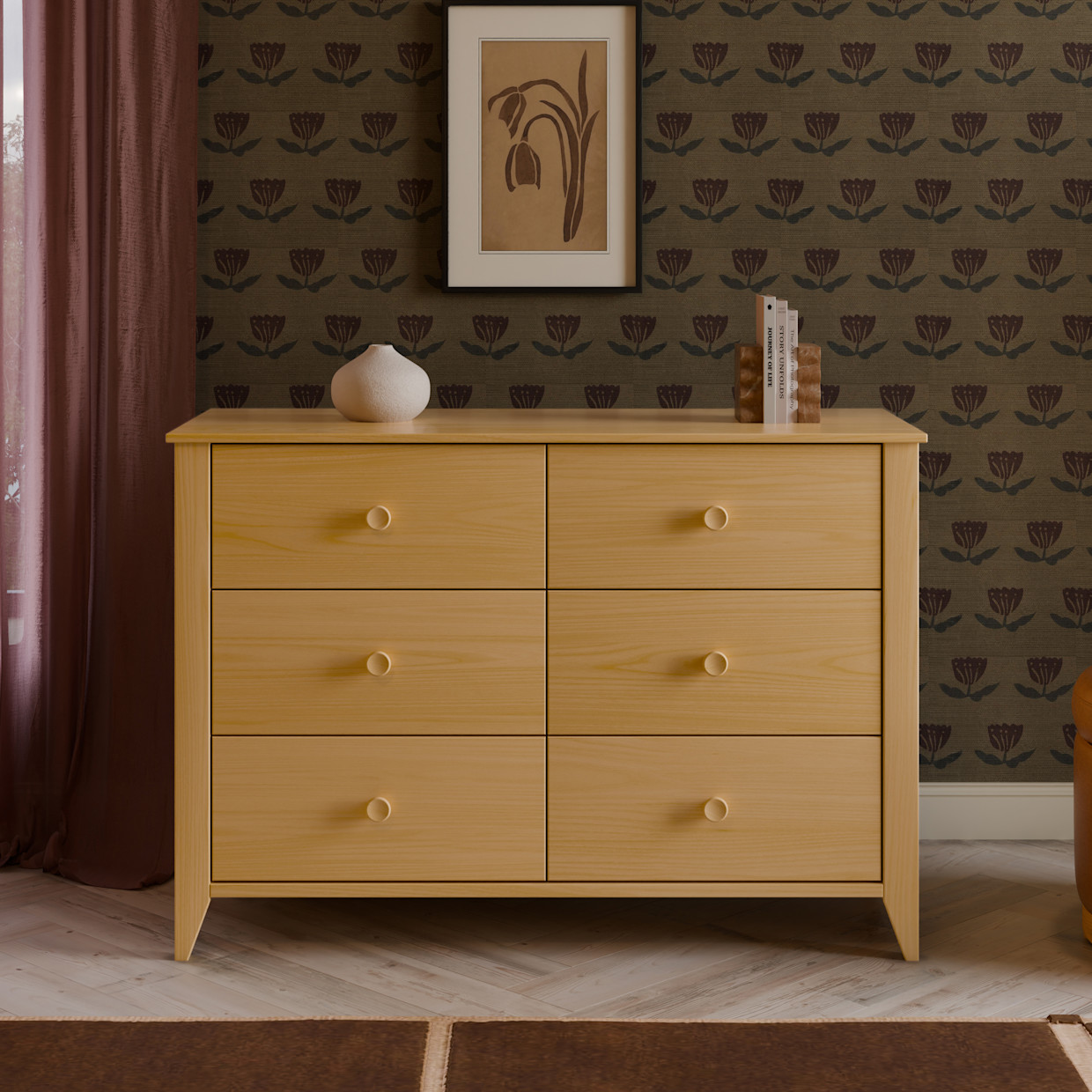babyletto Sprout 6-Drawer Double Dresser - Honey.