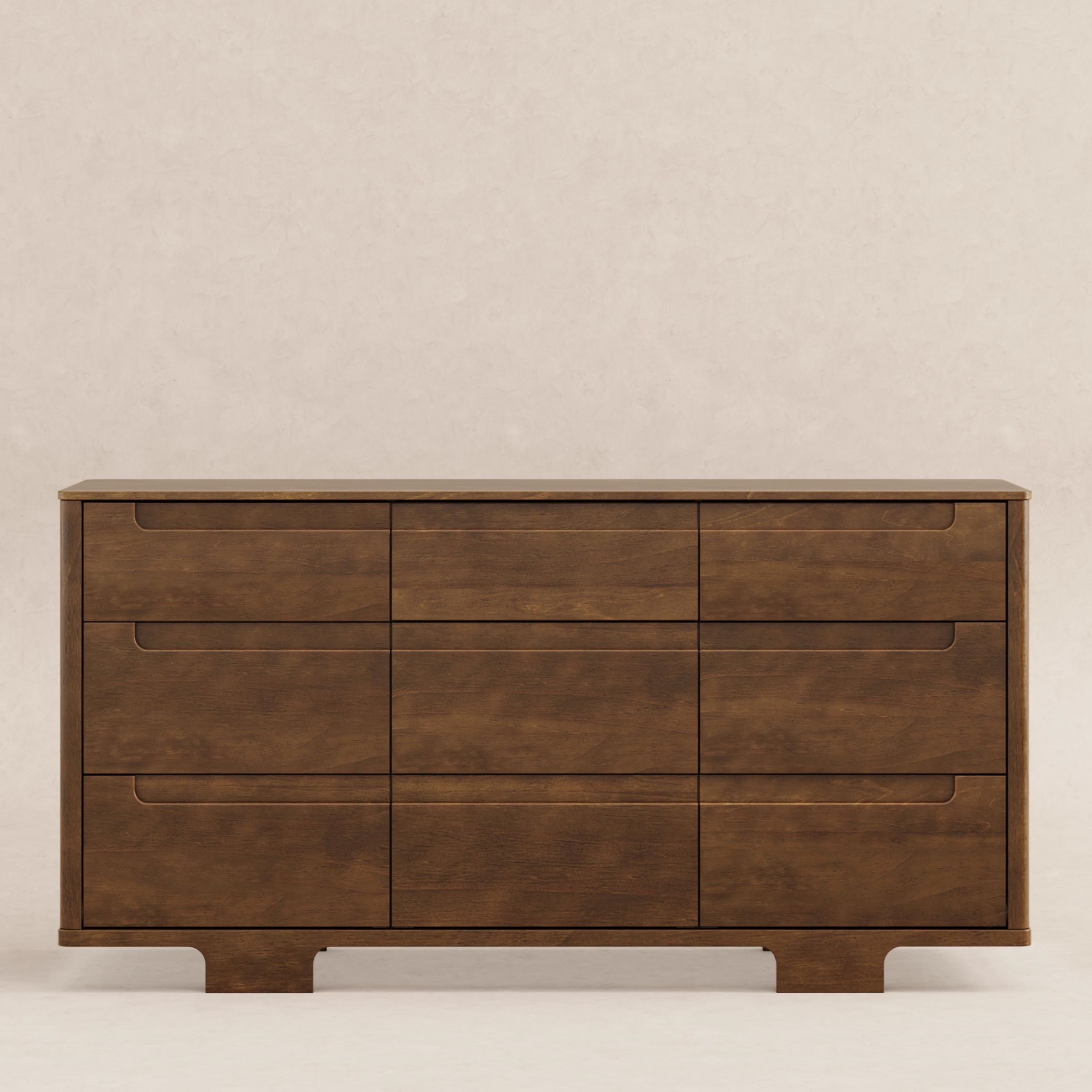 babyletto Yuzu 9-Drawer Assembled Dresser - Natural Walnut.