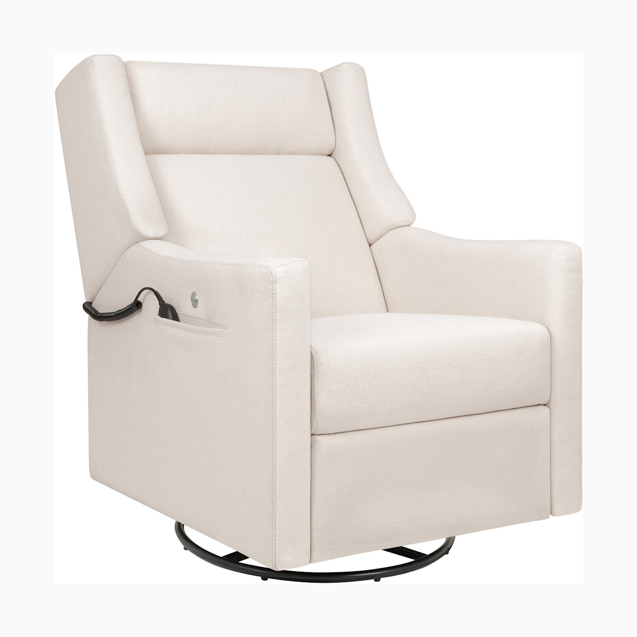 babyletto Kiwi Deluxe Power Recliner and Swivel Glider with Heat and Massage - Performance Cream Eco-Weave.
