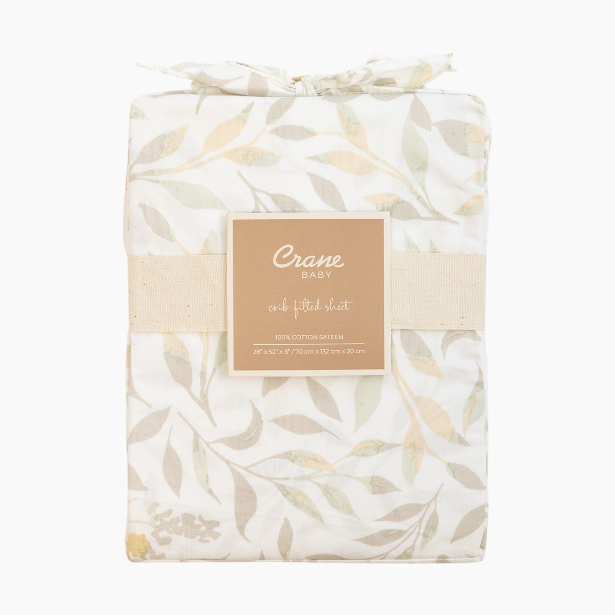 Crane Baby Cotton Sateen Crib Fitted Sheet - Willow Multi-Color Leaf.