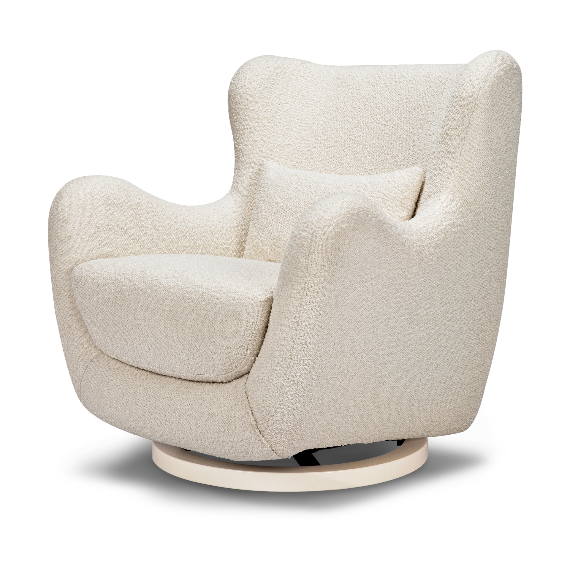 Nursery Works Solstice Swivel Glider - Ivory Boucle W/ Ivory Wood Base.