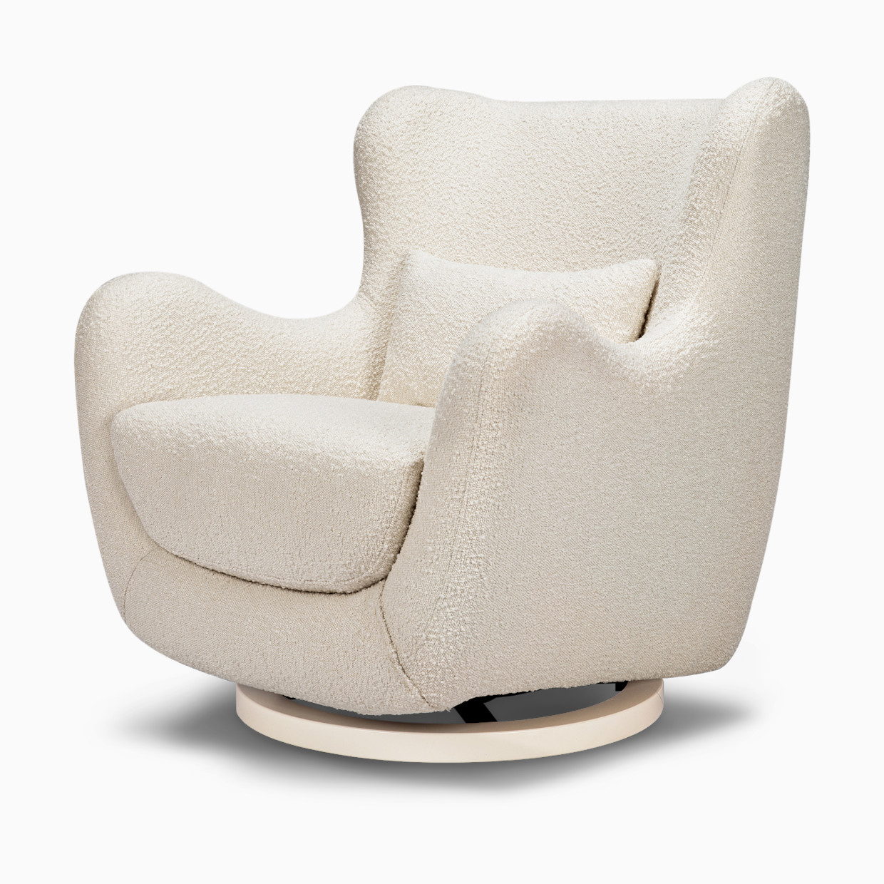 Nursery Works Solstice Swivel Glider - Ivory Boucle W/ Ivory Wood Base.