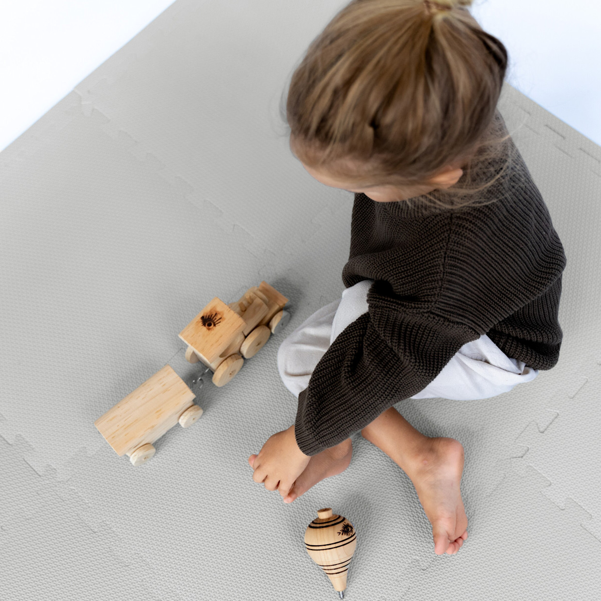 Toddlekind Classic Foam Playmat - Stone, 4.3 X 4.3'.