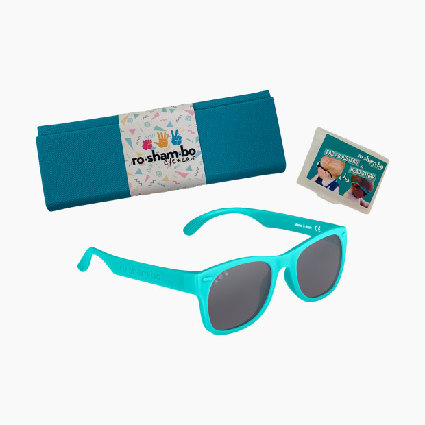 Roshambo Baby Polarized Baby Shades with Strap and Case - Teal, 0-24 Months.