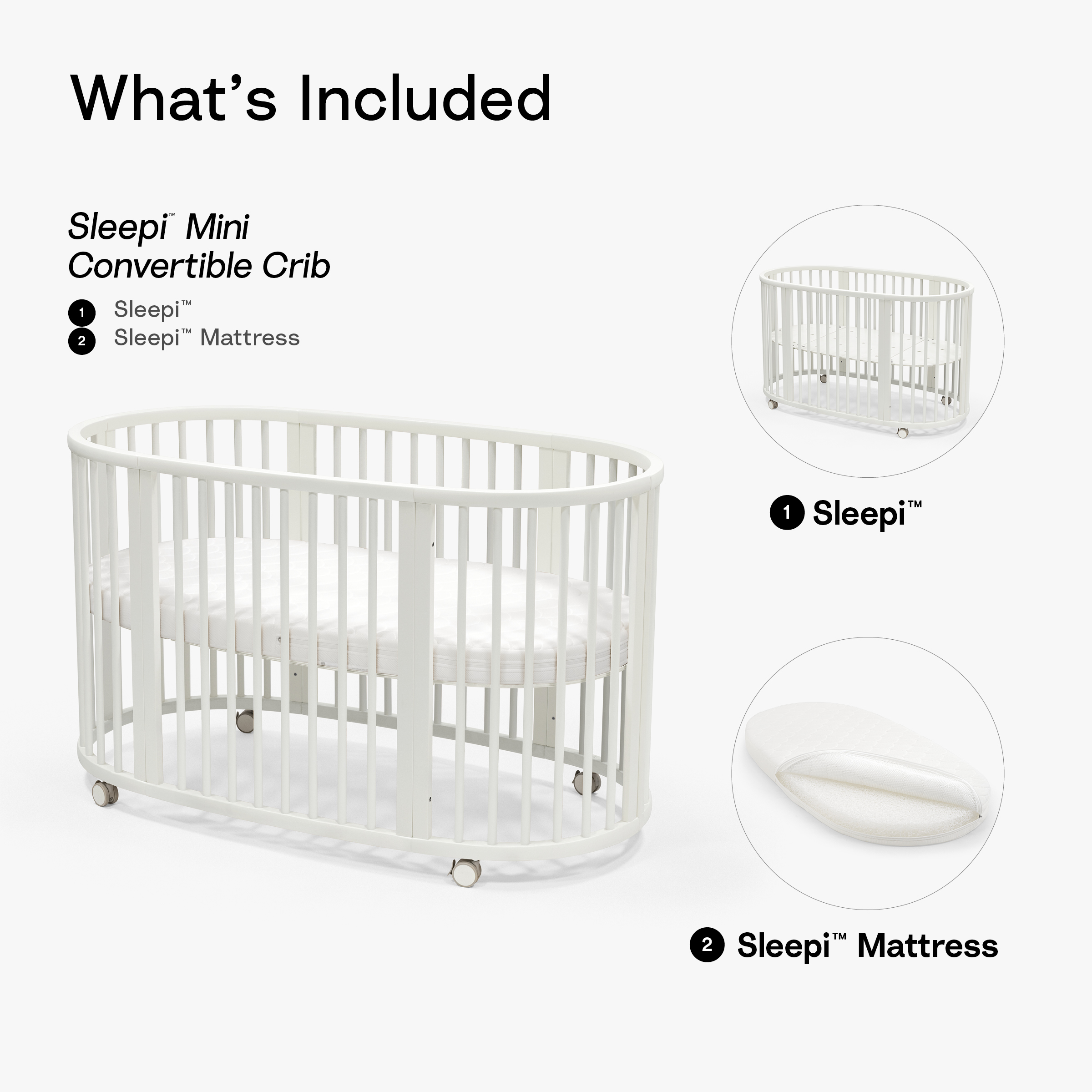 Stokke Sleepi Convertible Crib with Mattress - White/White.