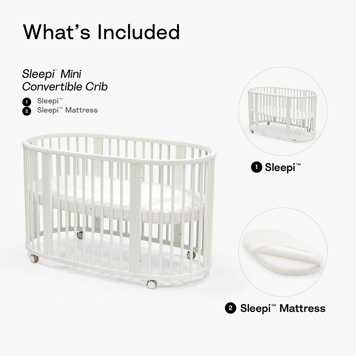 Stokke Sleepi Convertible Crib with Mattress - White/White.