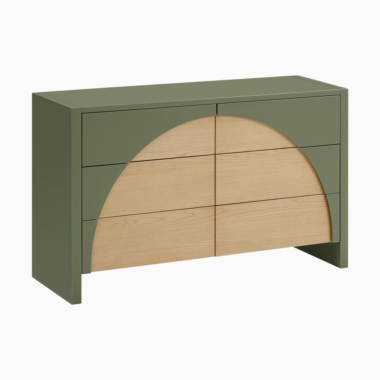babyletto Moab 6-Drawer Assembled Dresser - Olive/Ash.