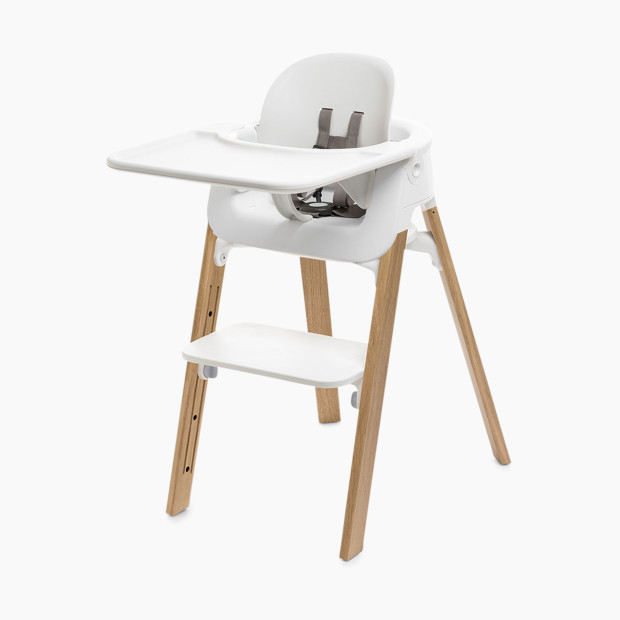 Stokke Steps High Chair - White Accessories With Natural Legs.