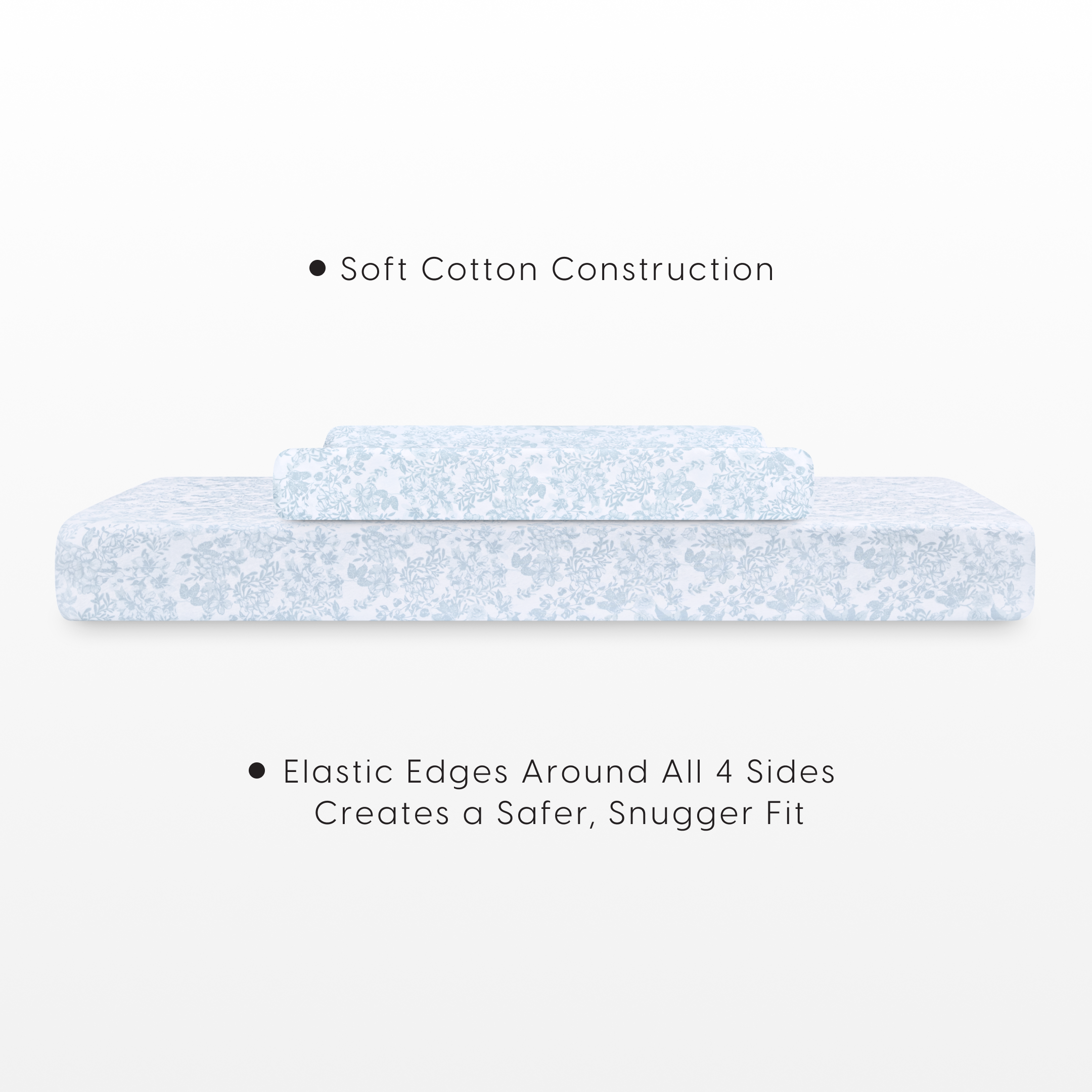 Bellini Organic Jersey Cotton Crib Sheet and Changing Pad Cover Set - Blue Floral.