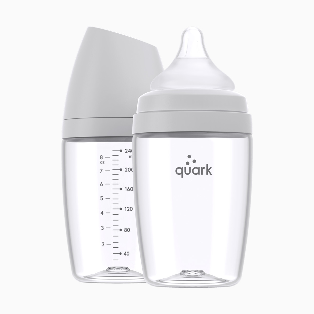 Quark BuubiBottle Hybrid Baby Bottles (2 pack) - Grey, 8 Oz, 2.