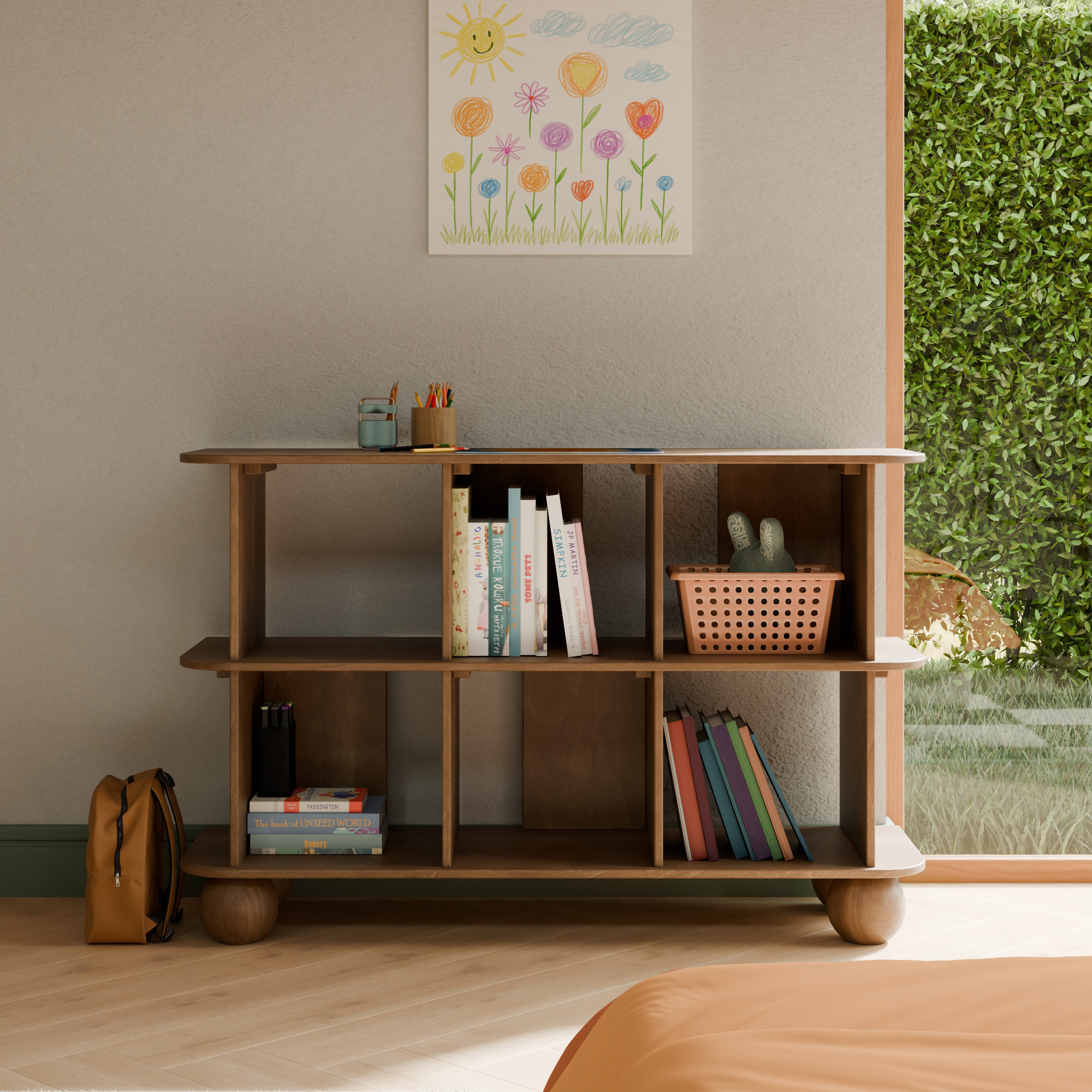 babyletto Crosby Open Bookcase - Natural Walnut.