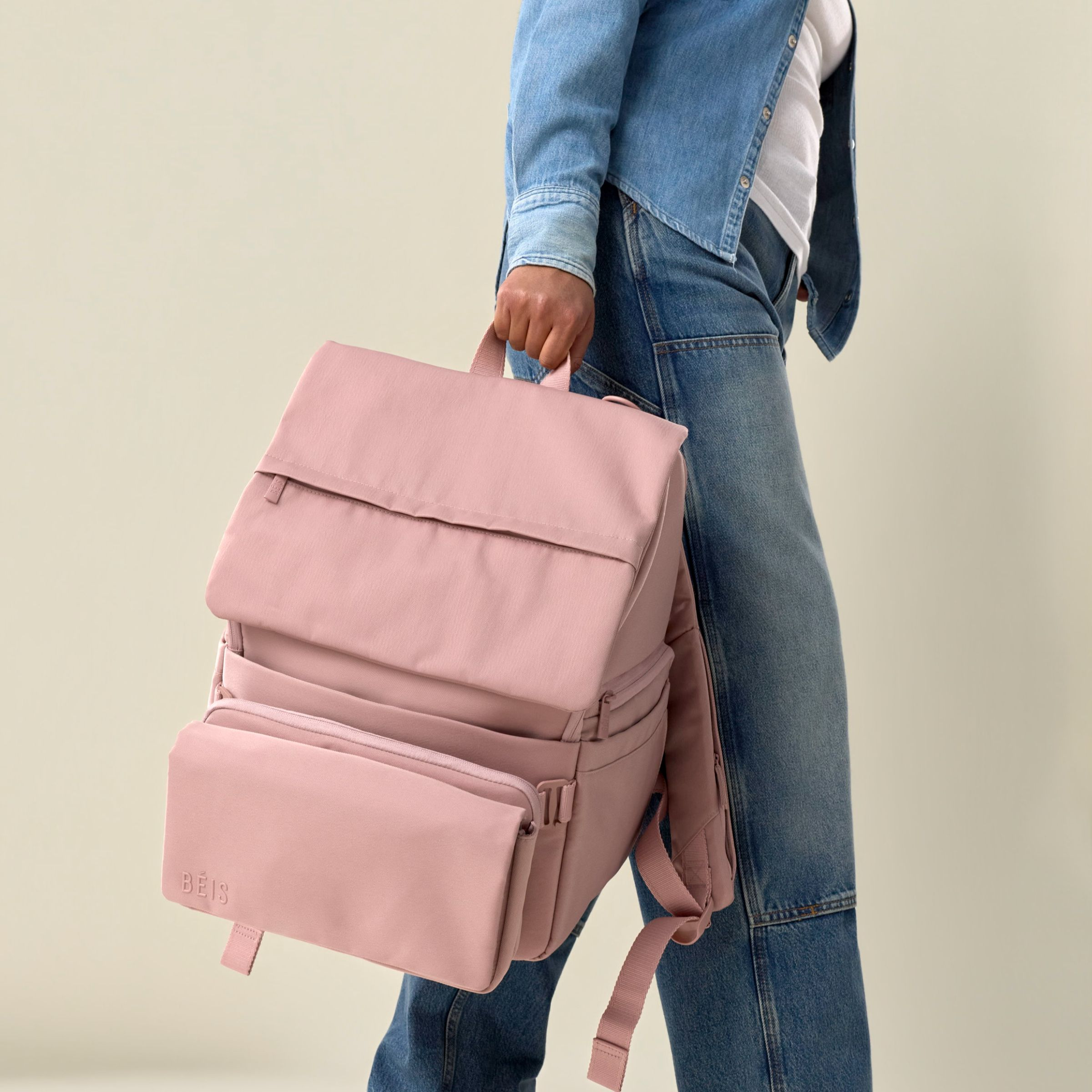 BEIS Travel The Ultimate Diaper Backpack - Atlas Pink.