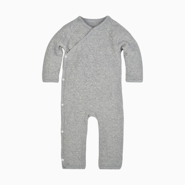 Burt's Bees Baby Organic Quilted Bee Wrap Front Jumpsuit - Heather Grey, Newborn.