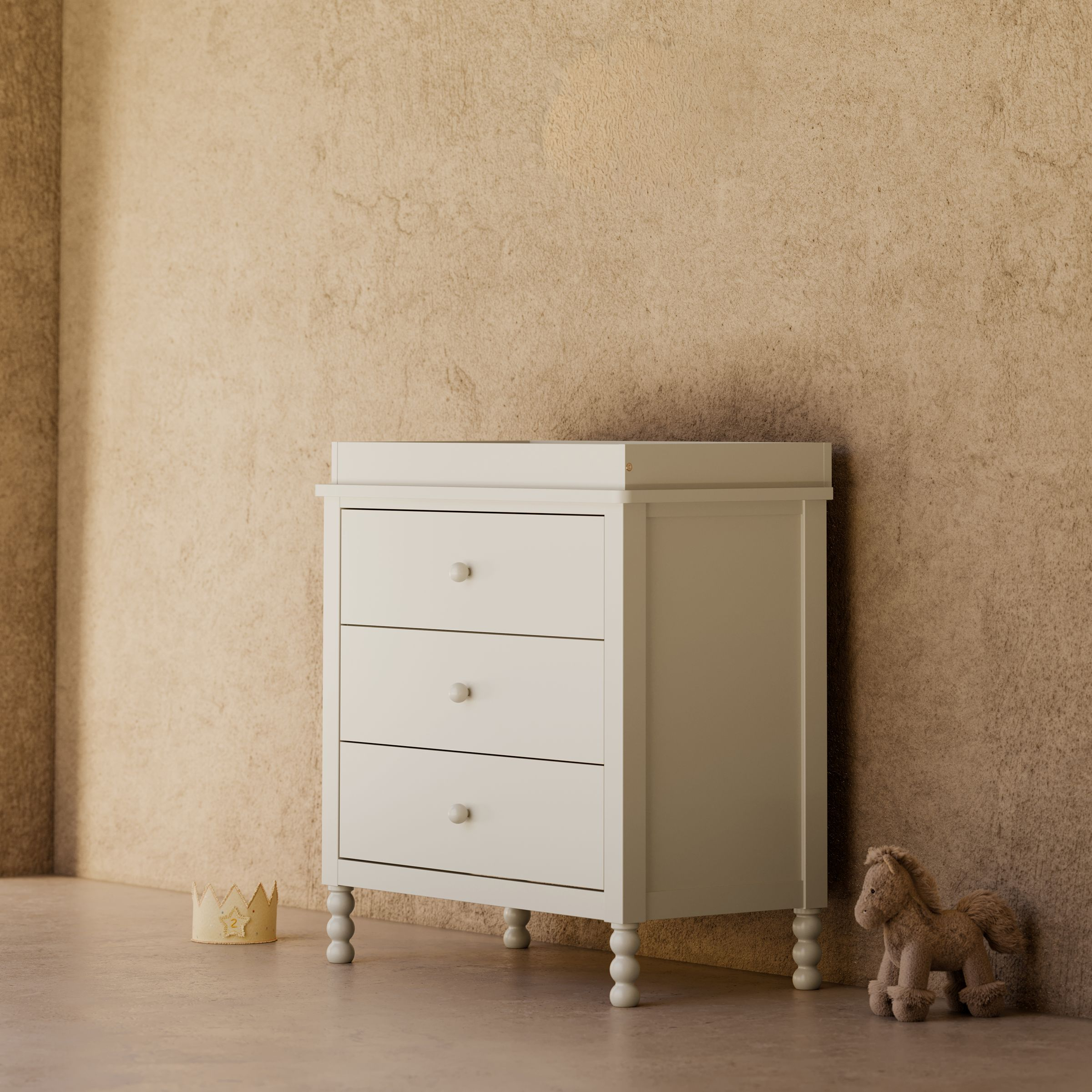 Storkcraft Rio 3 Drawer Chest with Removable Changing Topper - Frosted Oat.