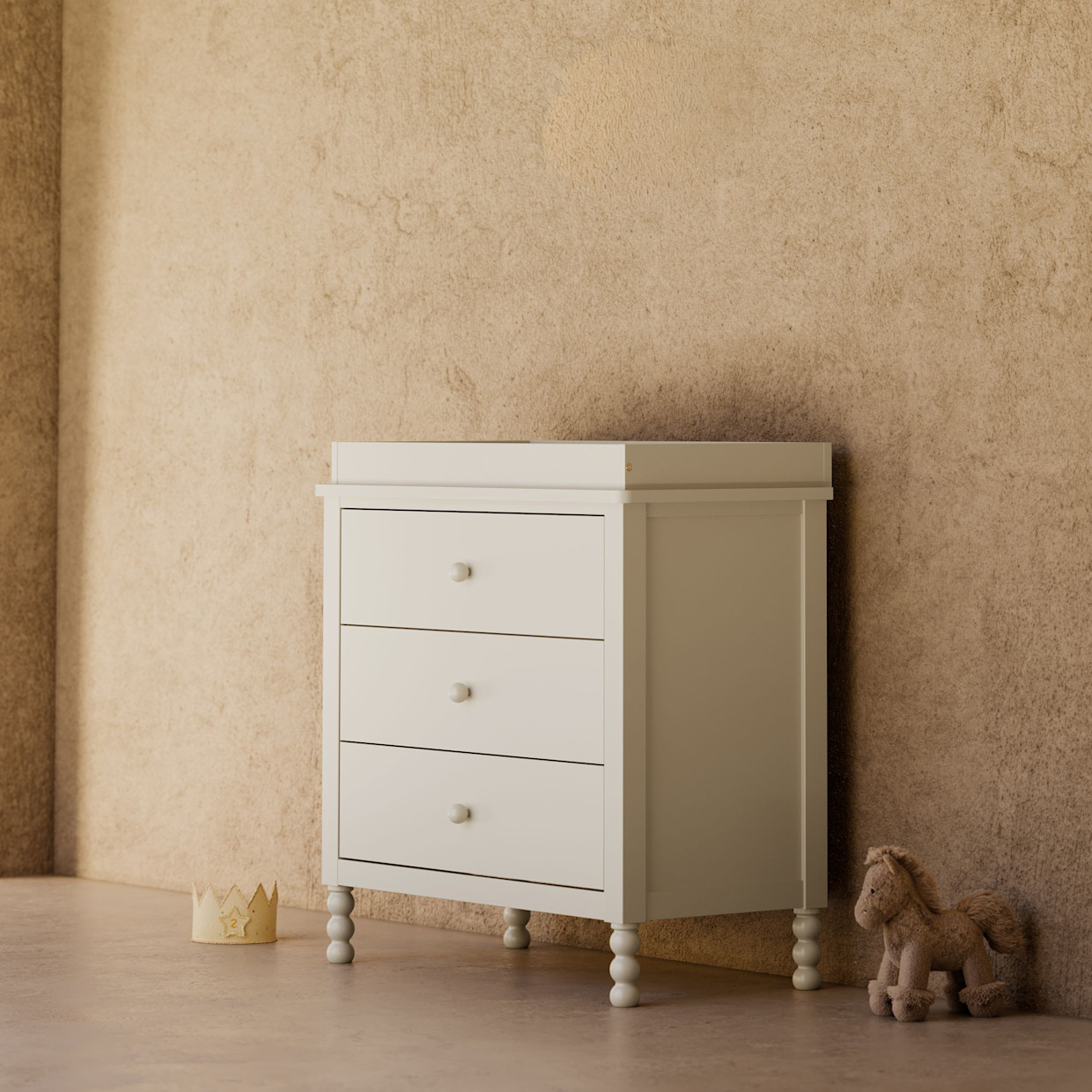 Storkcraft Rio 3 Drawer Chest with Removable Changing Topper - Frosted Oat.