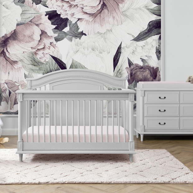 Simmons Kids Juliette 6-in-1 Convertible Crib with Toddler Rail - Moonstruck Grey.