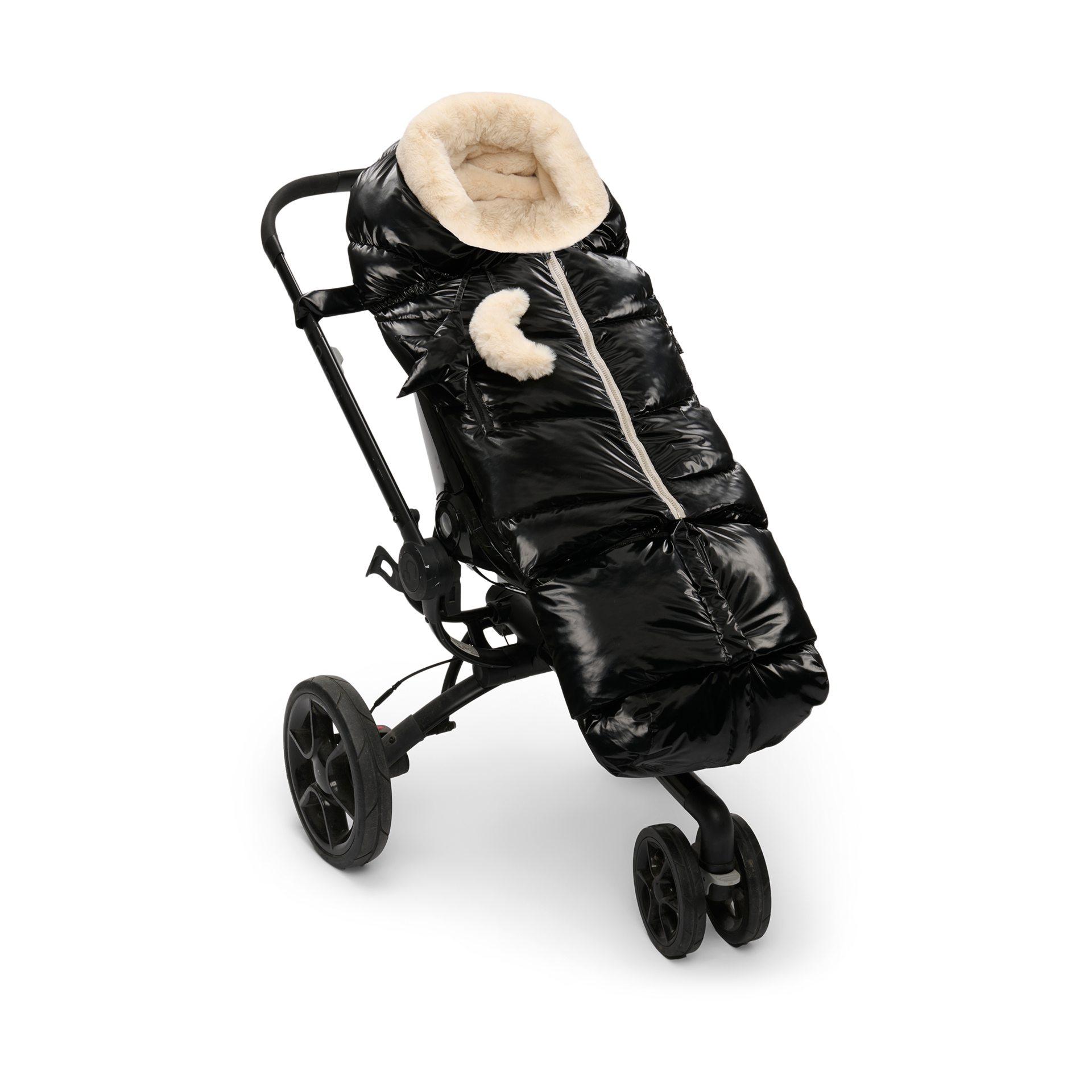 7AM Enfant Blanket 212 Evolution - Black Liquid Shine/Arctic White Faux Fur, Ushuaia, 6 M-4 T.