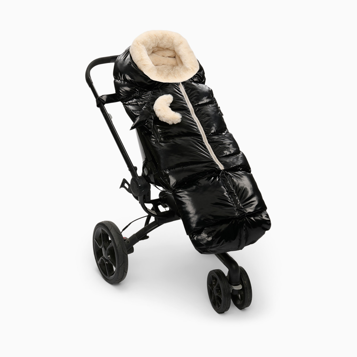 7AM Enfant Blanket 212 Evolution - Black Liquid Shine/Arctic White Faux Fur, Ushuaia, 6 M-4 T.