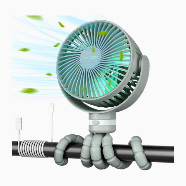 Momcozy USB Rechargeable Handheld Cooling Fan for Travel - Sage Green.