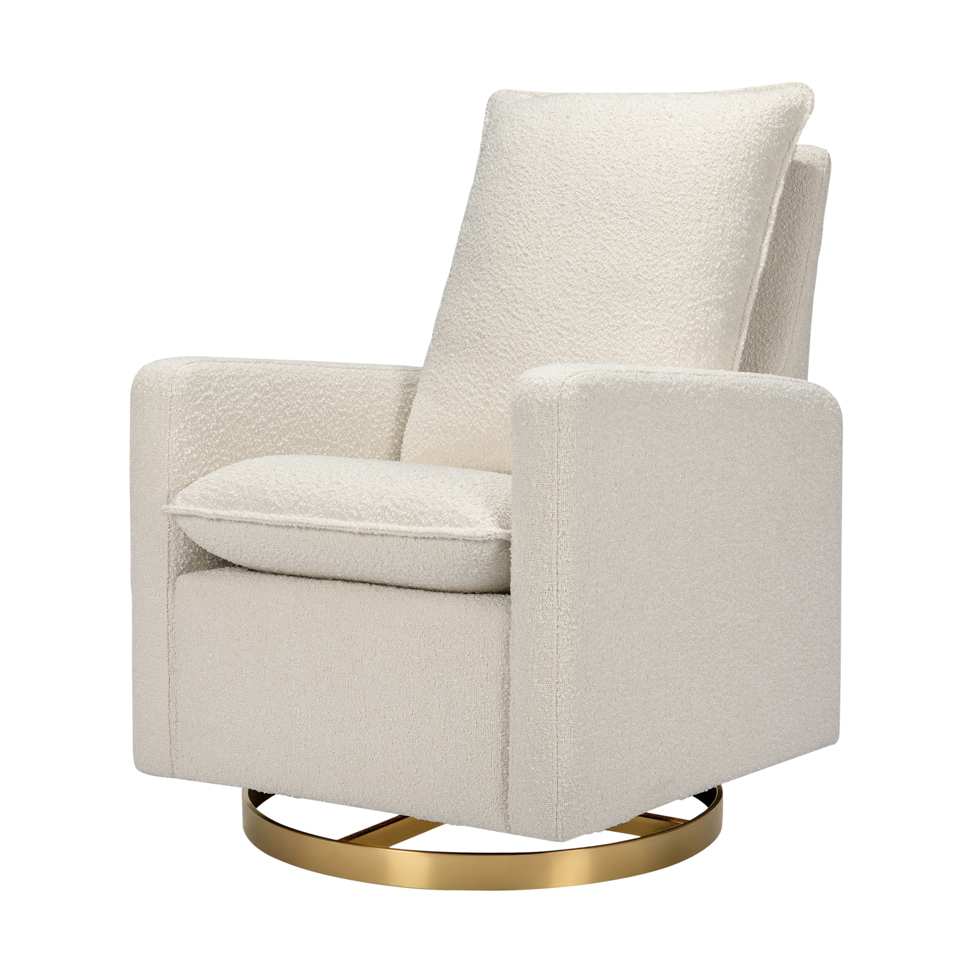 babyletto Cali Pillowback Swivel Glider Ivory Boucle With Gold Base