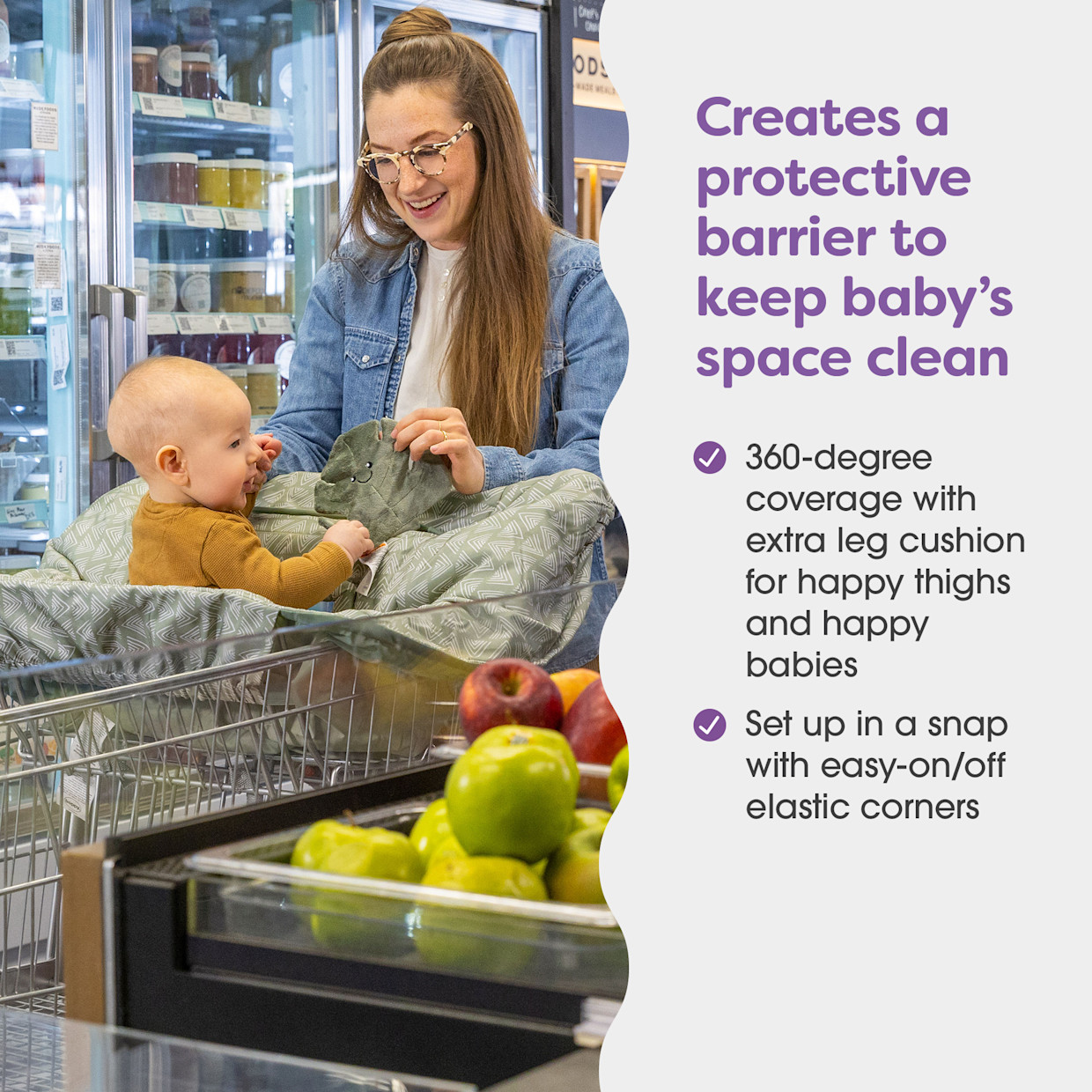 Boppy Shopping Cart Cover - Happy Green Leaf.