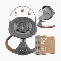 Jool Baby Nova Nature Baby Swing for Newborns with Natural Wood Toys, Electric Motorized Infant Swing, Bluetooth Music, Remote (Slate)